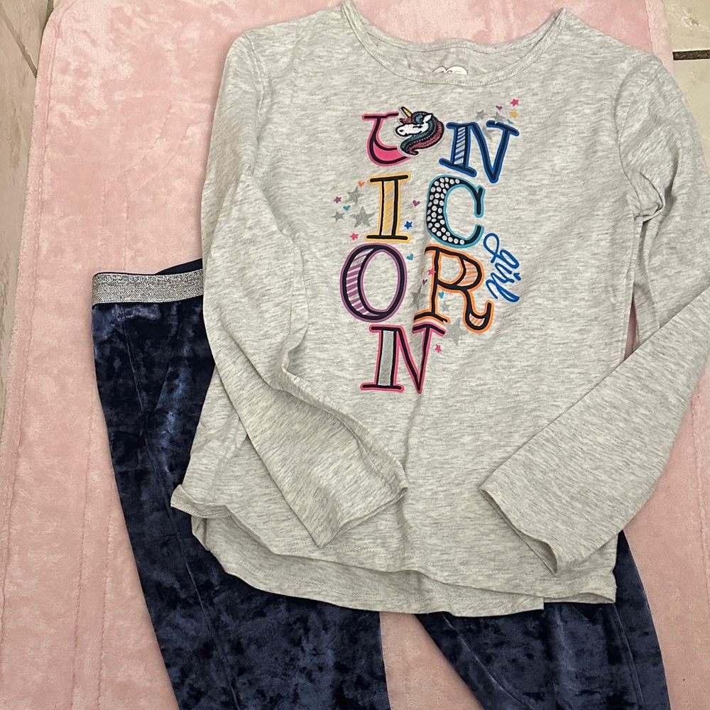 Kids Unicorn Matching Set - Gray and Blue